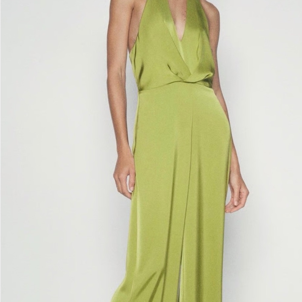 Zara Lime Green Halter Jumpsuit